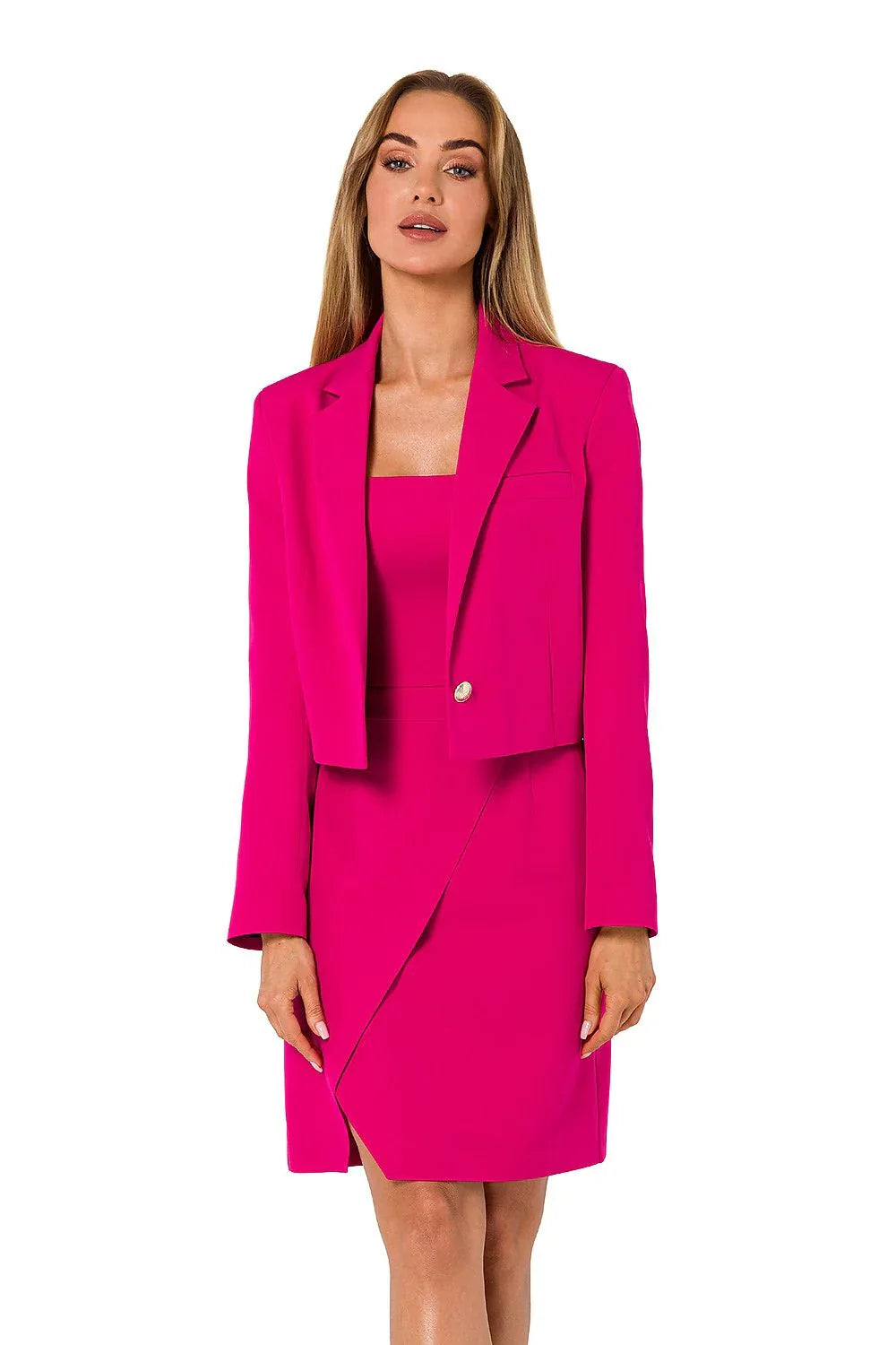 Women Blazer - Stretchable - 1-Button - Pink -Guocali
