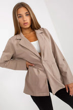 Women Blazer - Stretchable - Button - Beige -Guocali