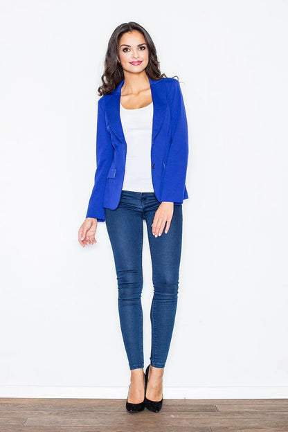 Women Blazer - Stretchable - Button - Blue -Guocali