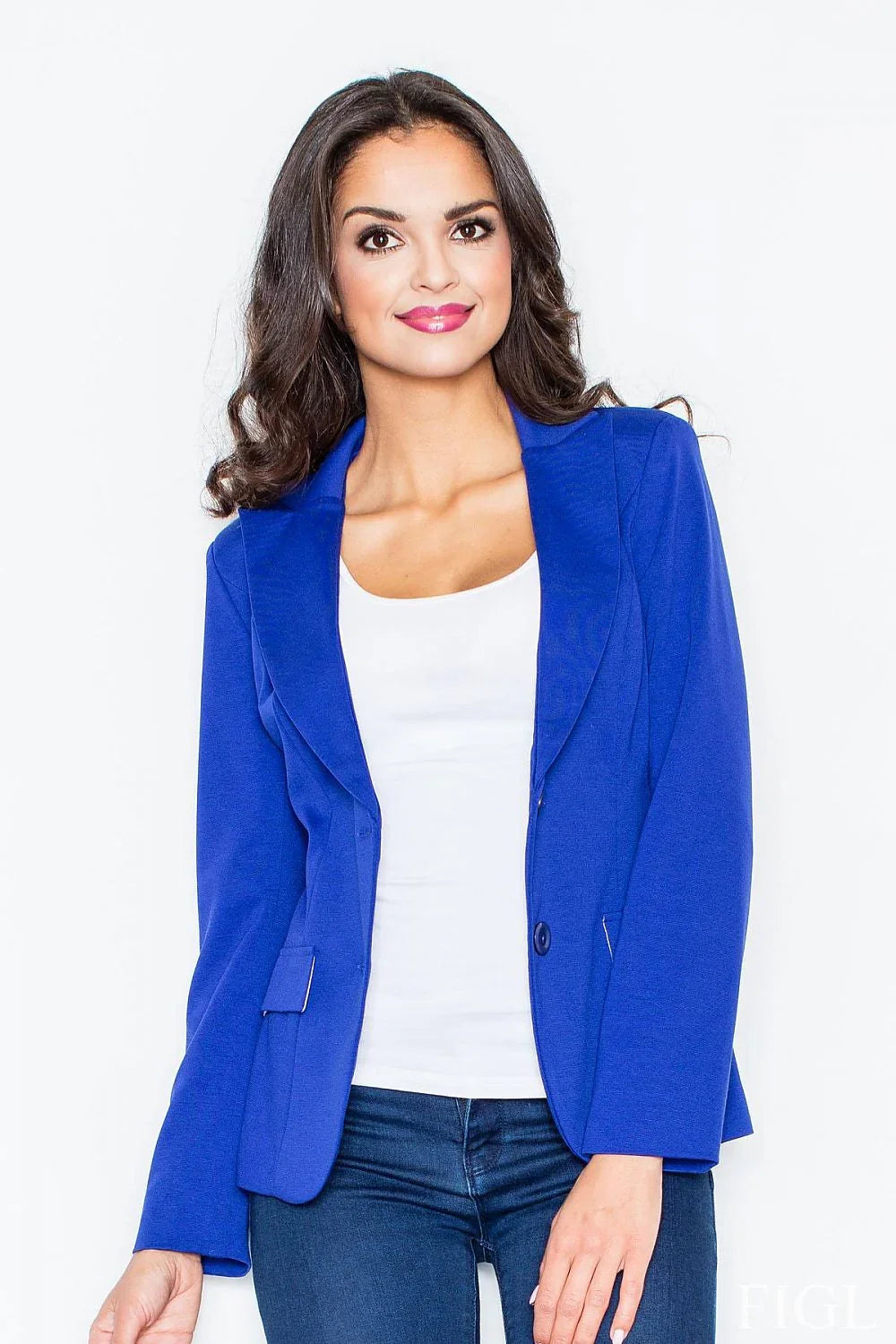 Women Blazer - Stretchable - Button - Blue -Guocali