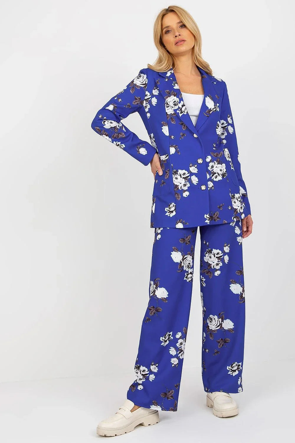 Women Blazer - Stretchable - Button - Blue, White, Brown -Guocali