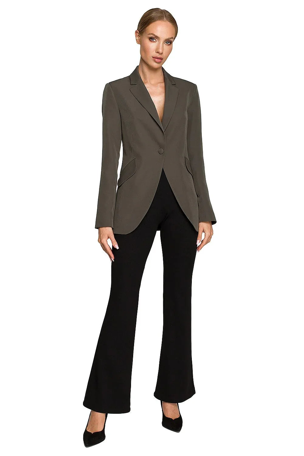 Women Blazer - Stretchable - Button - Green -Guocali