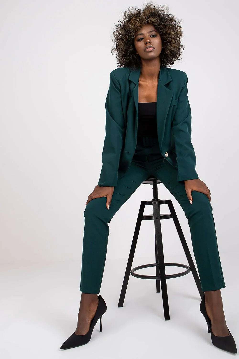 Women Blazer - Stretchable - Button - Green -Guocali