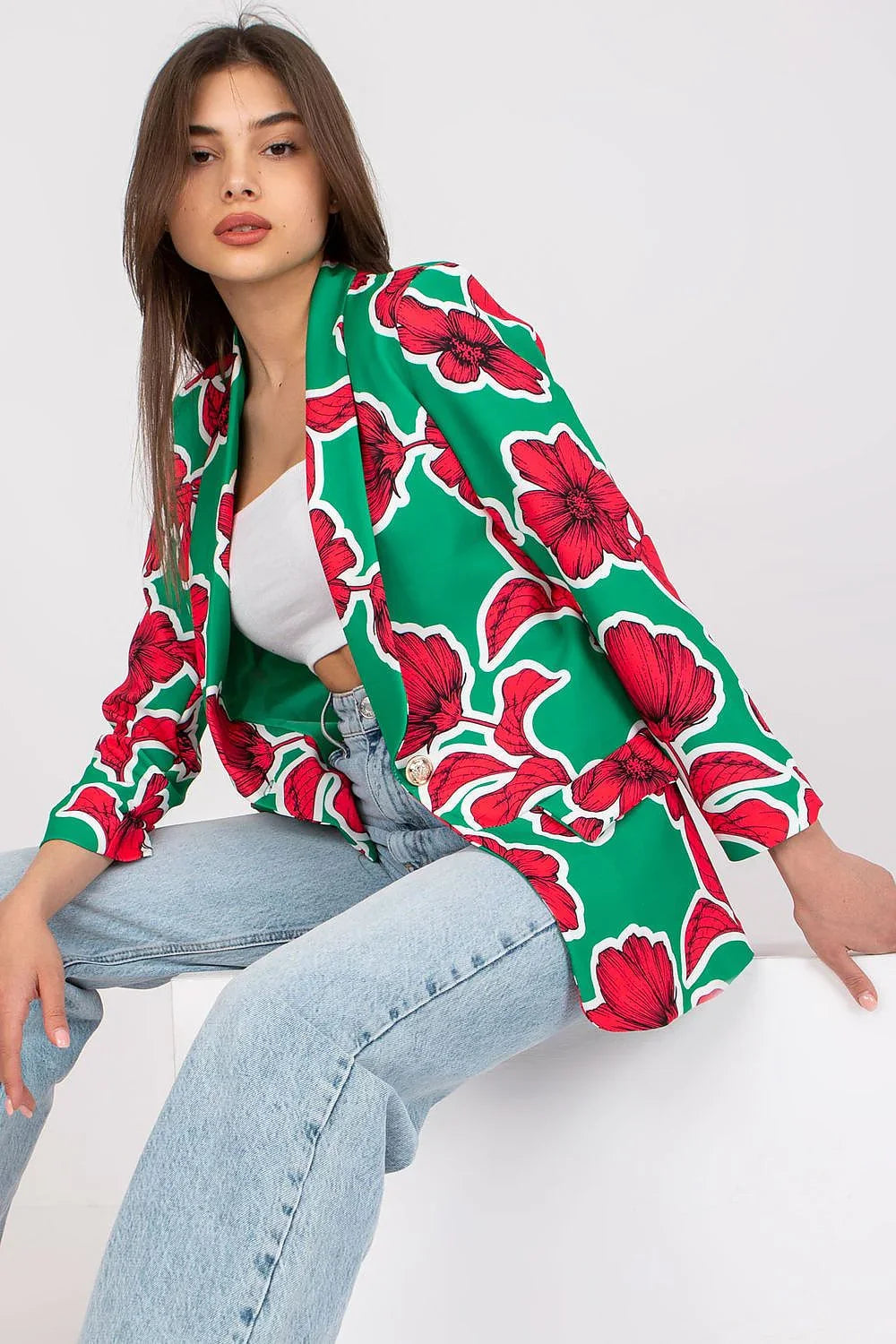 Women Blazer - Stretchable - Button - Green, Red, White -Guocali