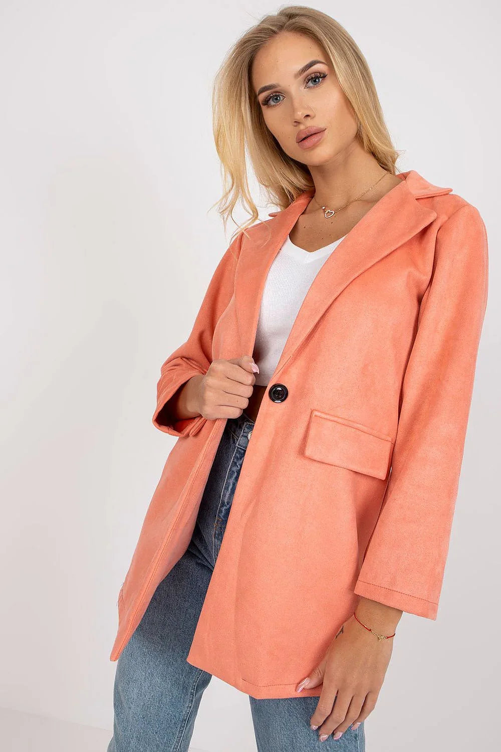Women Blazer - Stretchable - Button - Pink -Guocali