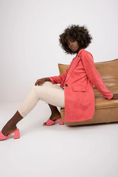 Women Blazer - Stretchable - Button - Pink -Guocali