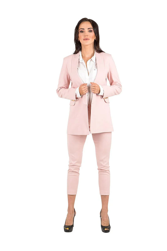 Women Blazer - Stretchable - Button - Pink -Guocali