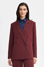 Women Blazer - Stretchable - Double-Breasted - Red -Guocali