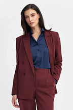 Women Blazer - Stretchable - Double-Breasted - Red -Guocali