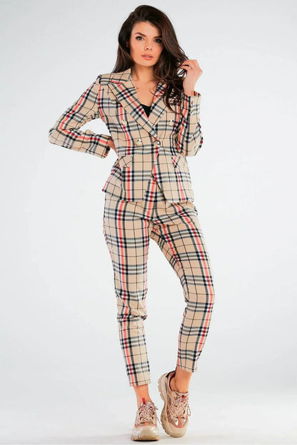 Women Blazer - Stretchable - Double-Breasted - Beige, Black, Red -Guocali