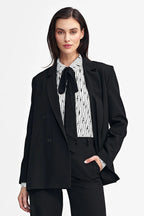 Women Blazer - Stretchable - Double-Breasted - Black -Guocali