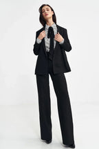 Women Blazer - Stretchable - Double-Breasted - Black -Guocali