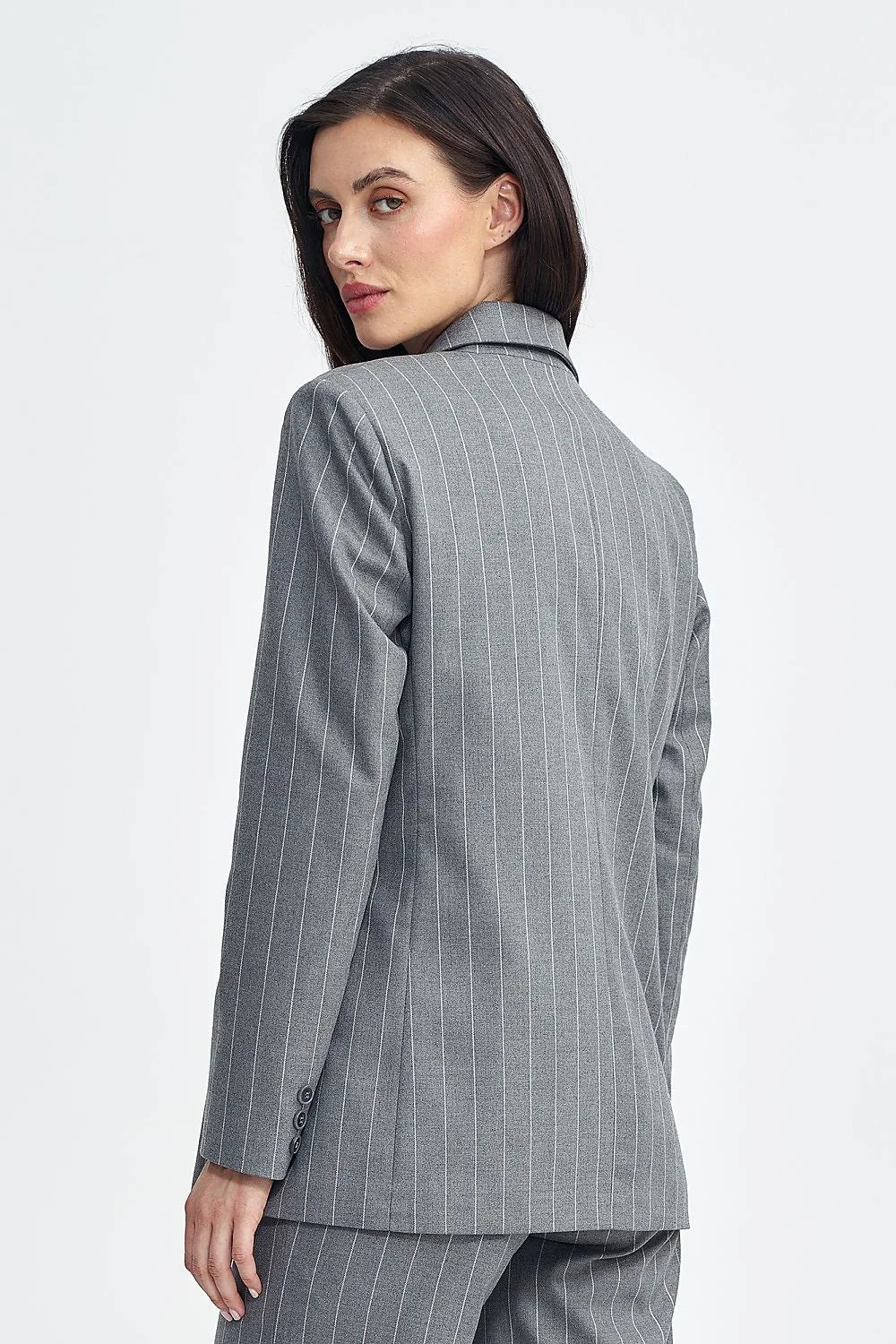 Women Blazer - Stretchable - Double-Breasted - Gray -Guocali