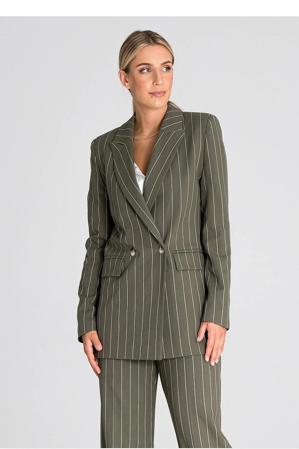 Women Blazer - Stretchable - Double-Breasted - Green -Guocali