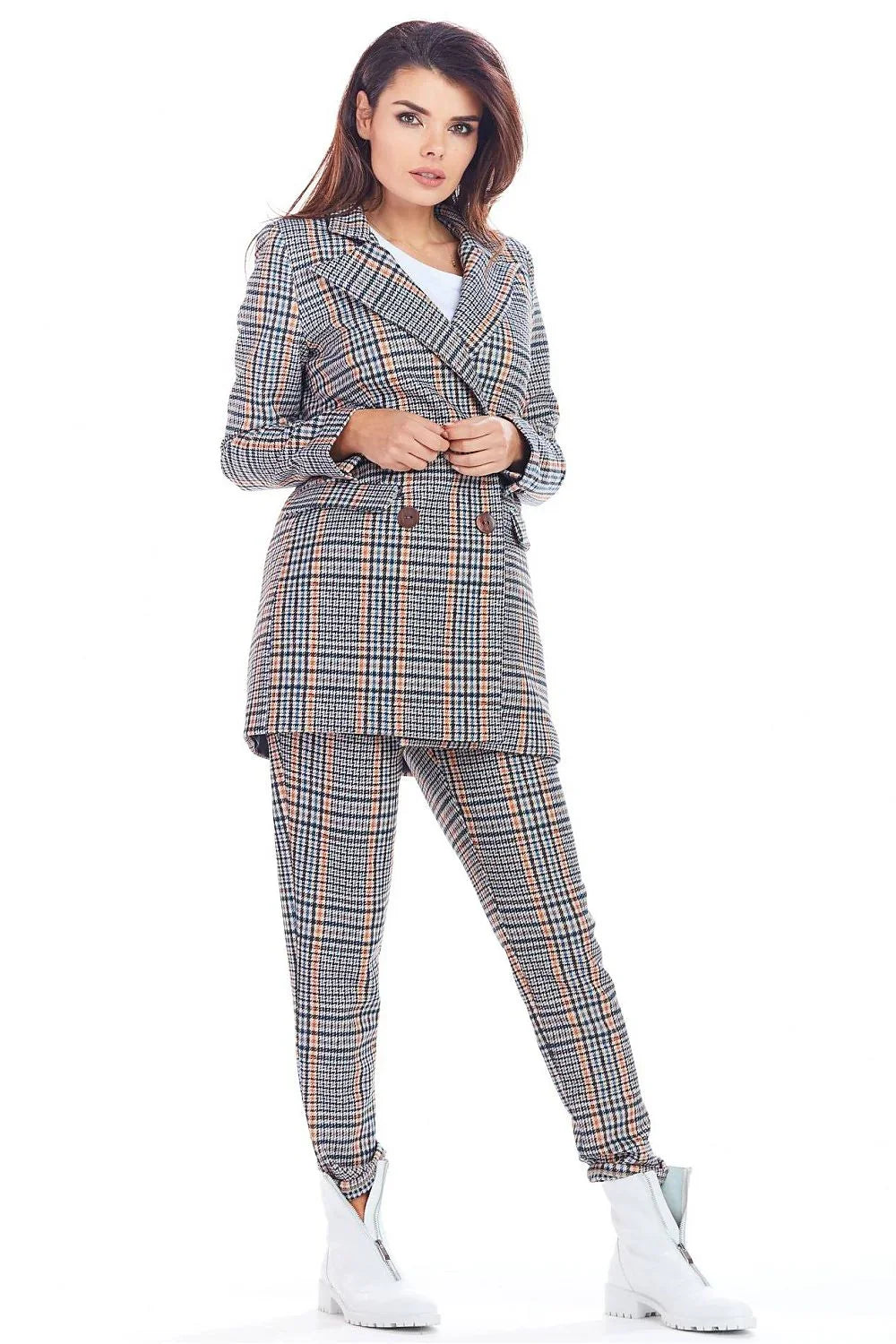 Women Blazer - Stretchable - Double-Breasted - Navy, Brown, Blue -Guocali