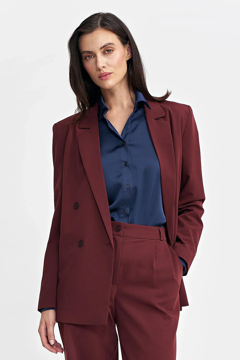Women Blazer - Stretchable - Double-Breasted - Red -Guocali