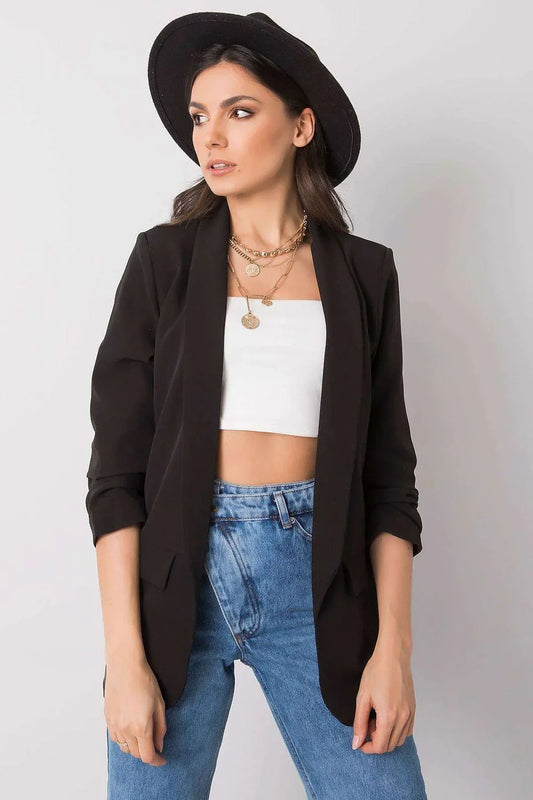 Women Blazer - Stretchable - Slip-On - Black -Guocali