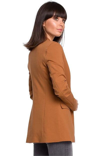 Women Blazer - Stretchable - Slip-On - Brown -Guocali