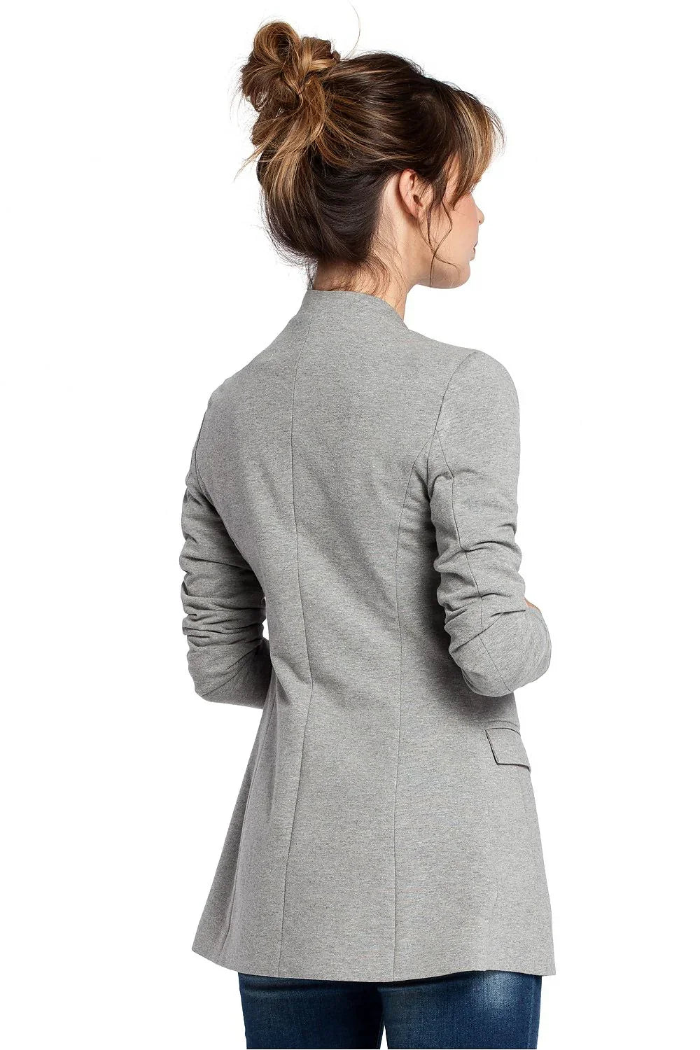 Women Blazer - Stretchable - Slip-On - Gray -Guocali