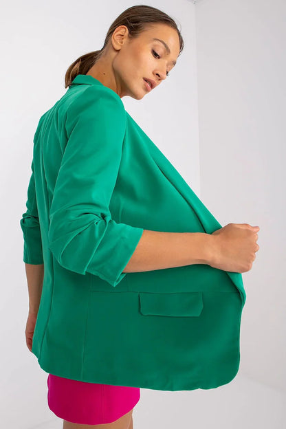 Women Blazer - Stretchable - Slip-On - Green -Guocali