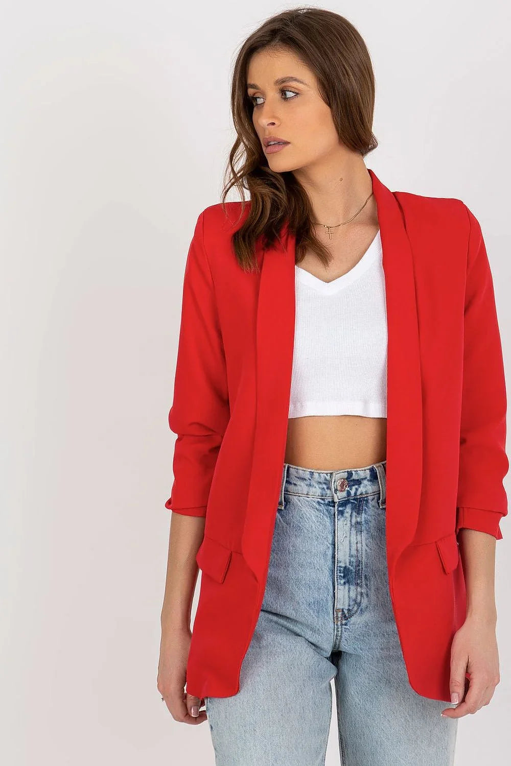 Women Blazer - Stretchable - Slip-On - Red -Guocali