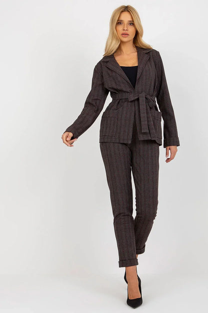 Women Blazer - Stretchable - Wrap, Belted - Gray -Guocali