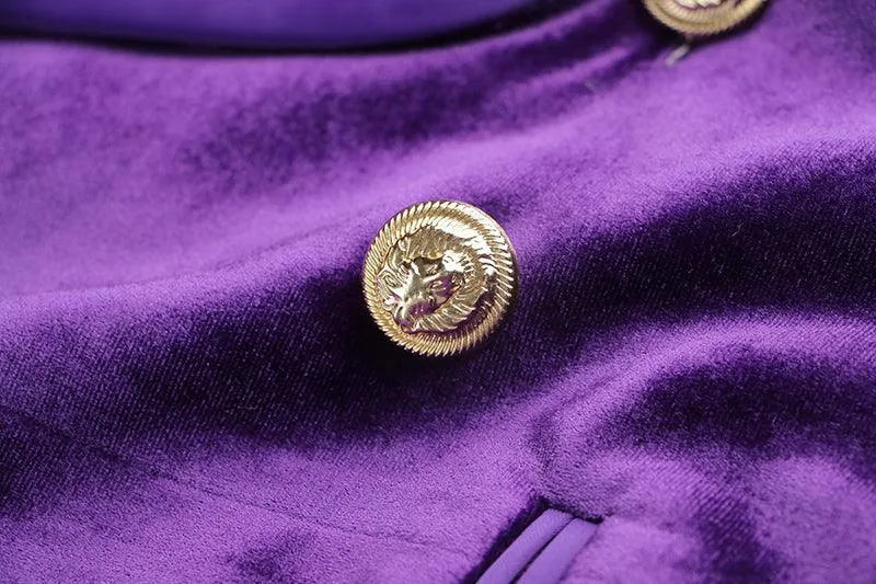 Women Blazer - Structured - Double Breasted - Purple -Guocali