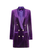 Women Blazer - Structured - Double Breasted - Purple -Guocali