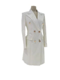 Women Blazer - Structured - Double-Breasted - Beige -Guocali