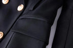 Women Blazer - Structured - Double-Breasted, Belted - White -Guocali