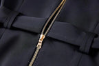 Women Blazer - Structured - Double-Breasted, Belted - White -Guocali