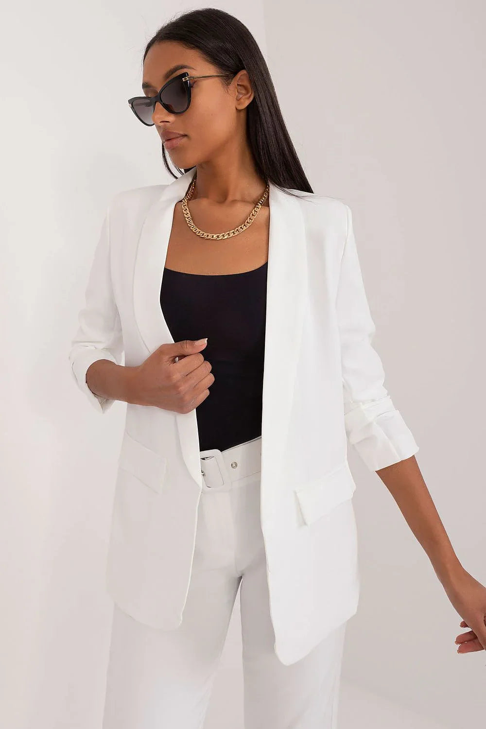Women Blazer - Wrinkle-Resistant - 1-Button - White -Guocali