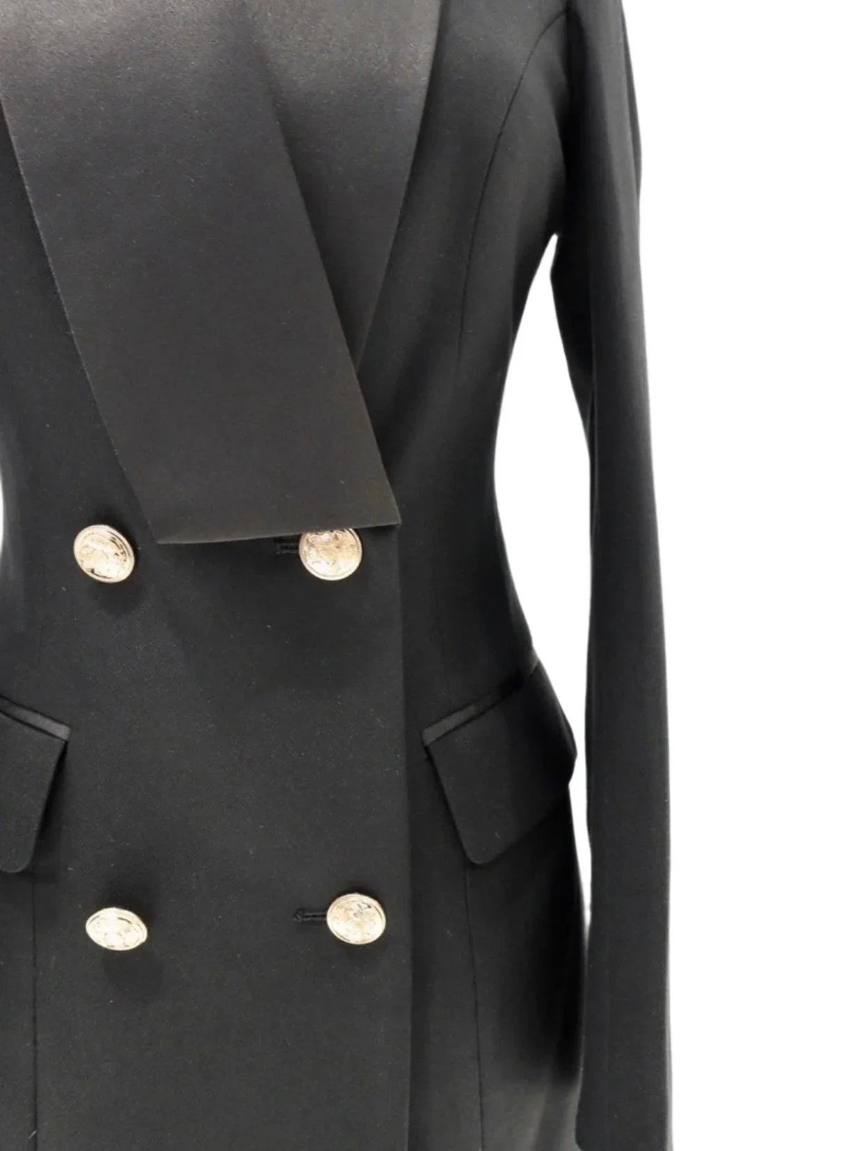 Women Blazer - Wrinkle-Resistant - Double-Breasted - Black -Guocali