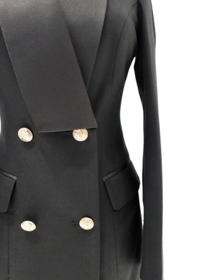 Women Blazer - Wrinkle-Resistant - Double-Breasted - Black -Guocali