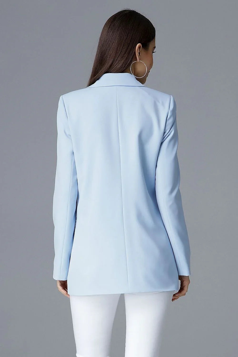 Women Blazer - Wrinkle-Resistant - Double-Breasted - Blue -Guocali