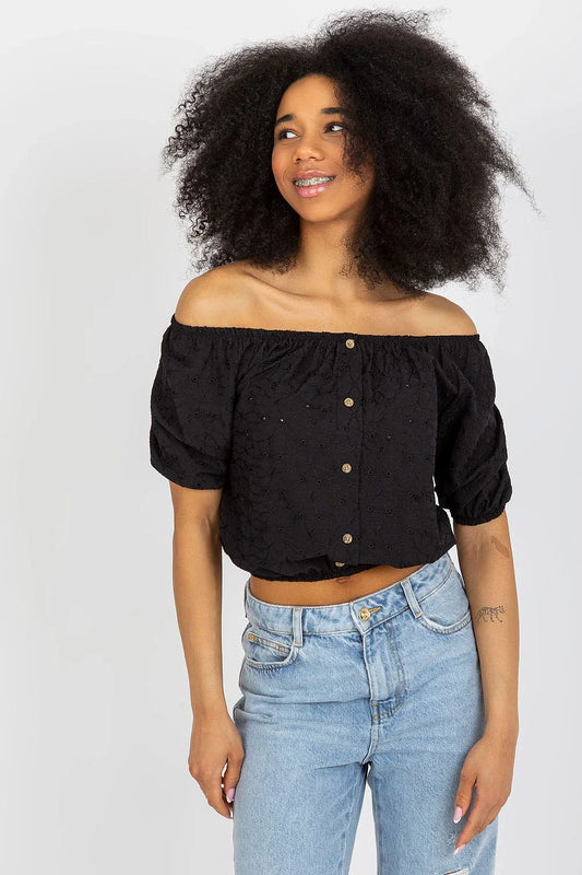 Women Blouse – Breathable – Short Sleeve - Black -Guocali
