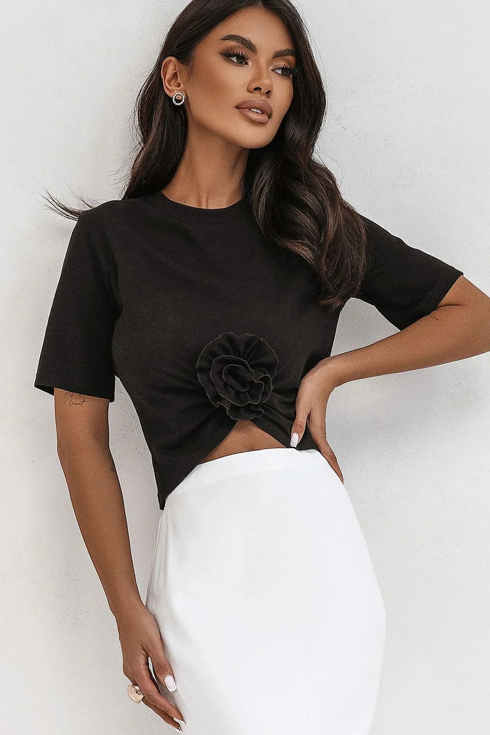 Women Blouse – Breathable – Three-Quarter Sleeve - Black -Guocali