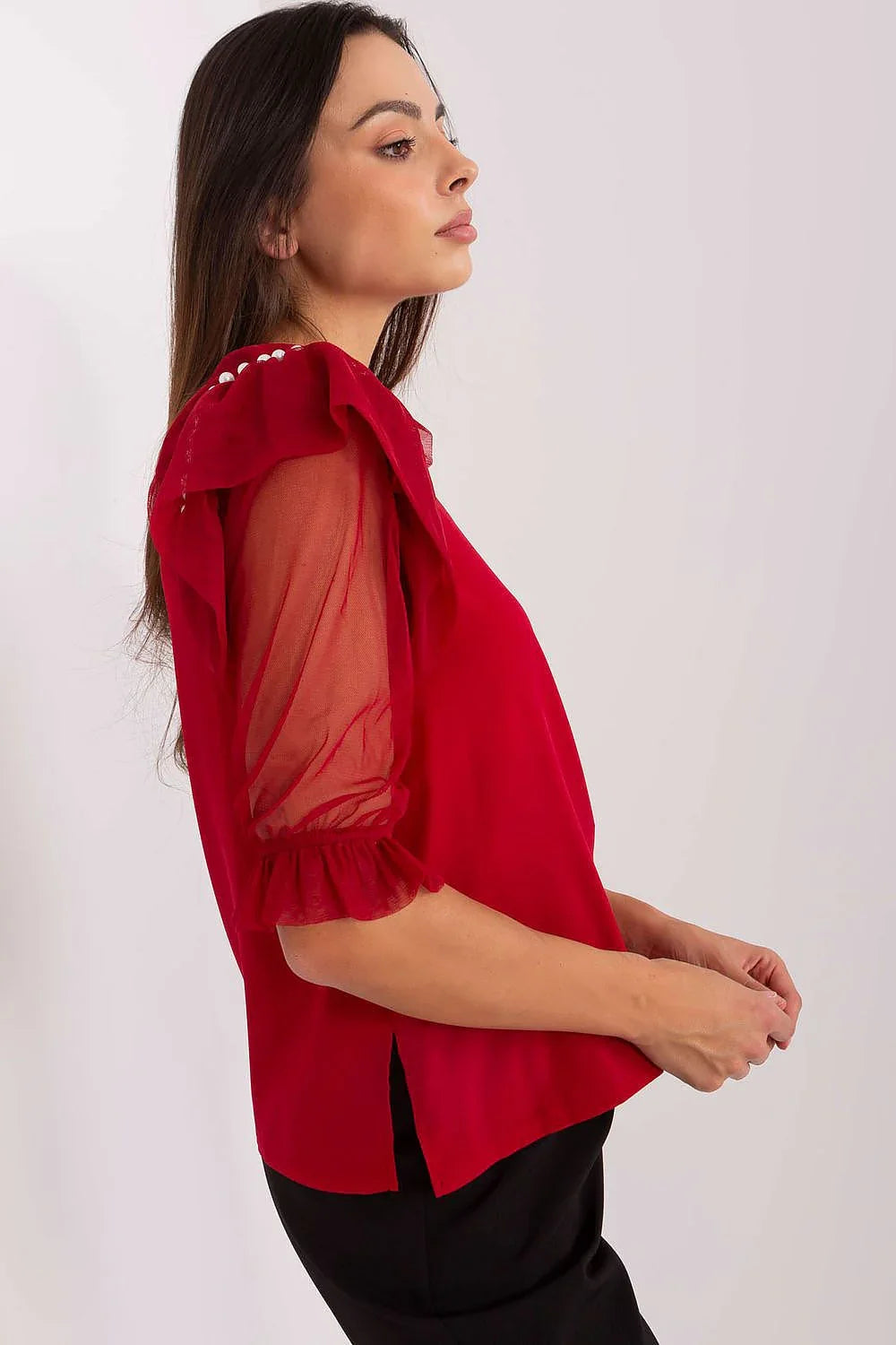 Women Blouse – Breathable – Three-Quarter Sleeve - Red -Guocali