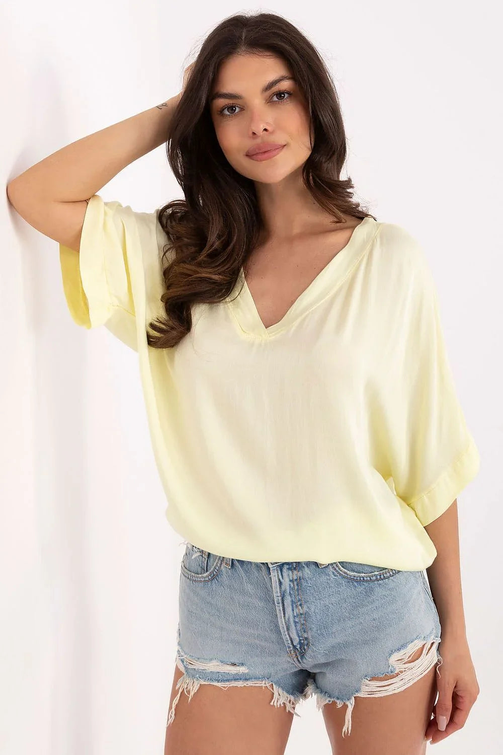Women Blouse – Breathable – Three-Quarter Sleeve - Yellow -Guocali