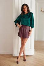 Women Blouse – Lightweight – Puff Sleeve, Three-Quarter Sleeve