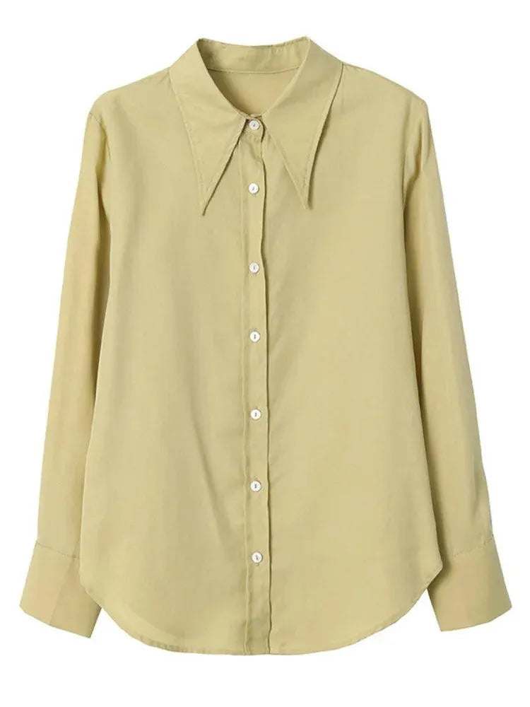 Women Blouse – Ruffle Detail – Puff Sleeves - Cream White -Guocali