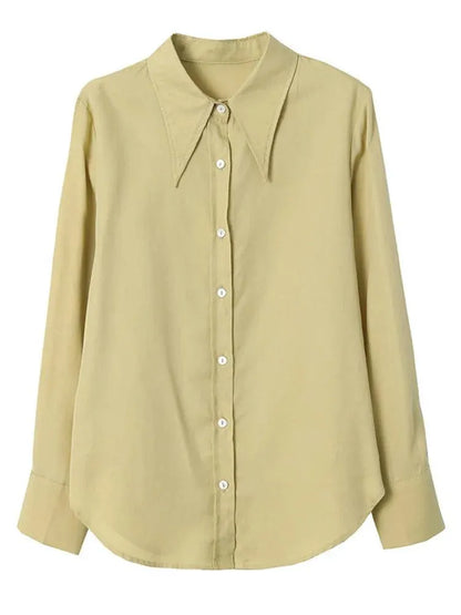 Women Blouse – Ruffle Detail – Puff Sleeves - Cream White -Guocali