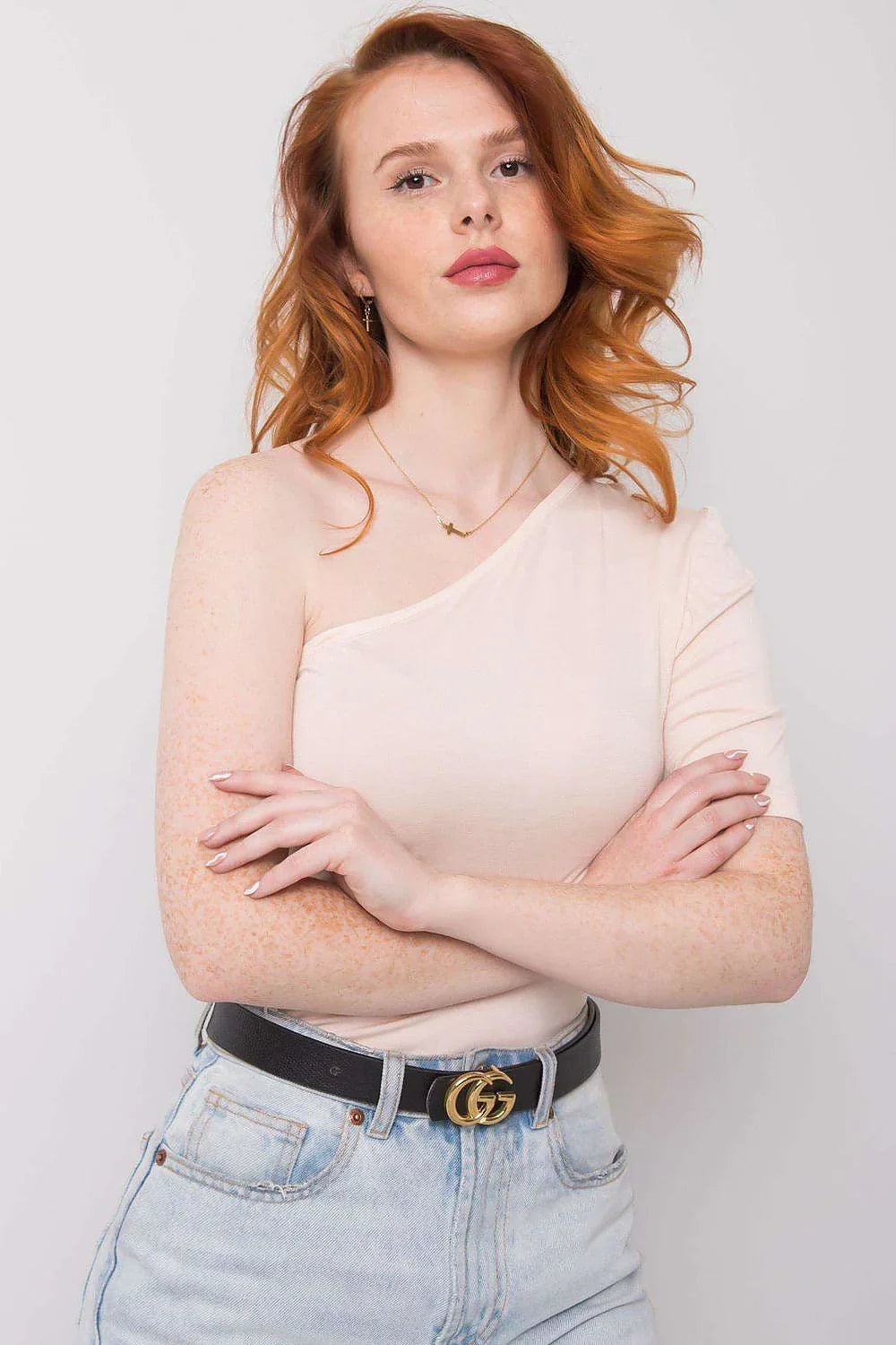 Women Blouse – Stretchable – Long Sleeve - Beige -Guocali