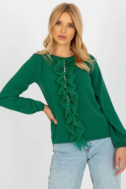 Women Blouse – Stretchable – Long Sleeve - Green -Guocali