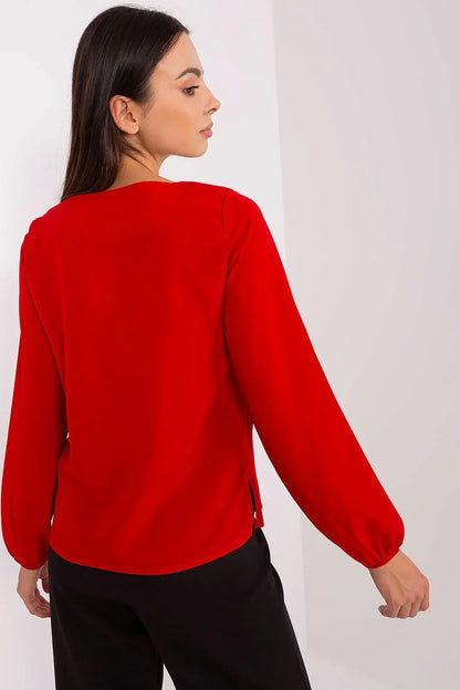 Women Blouse – Stretchable – Long Sleeve - Red -Guocali