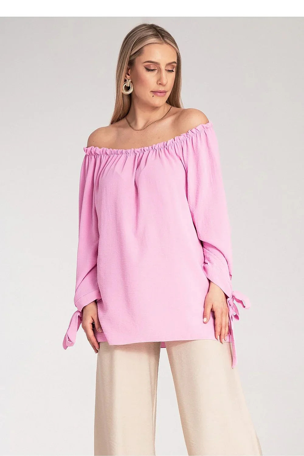 Women Blouse – Stretchable – Off-Shoulder - Pink -Guocali