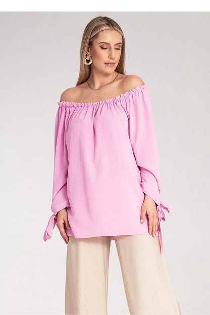 Women Blouse – Stretchable – Off-Shoulder - Pink -Guocali