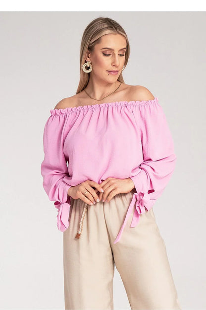 Women Blouse – Stretchable – Off-Shoulder - Pink -Guocali