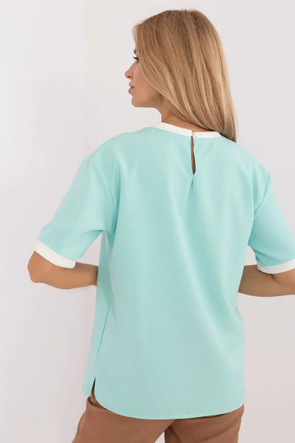 Women Blouse – Stretchable – Short Sleeve - Blue -Guocali