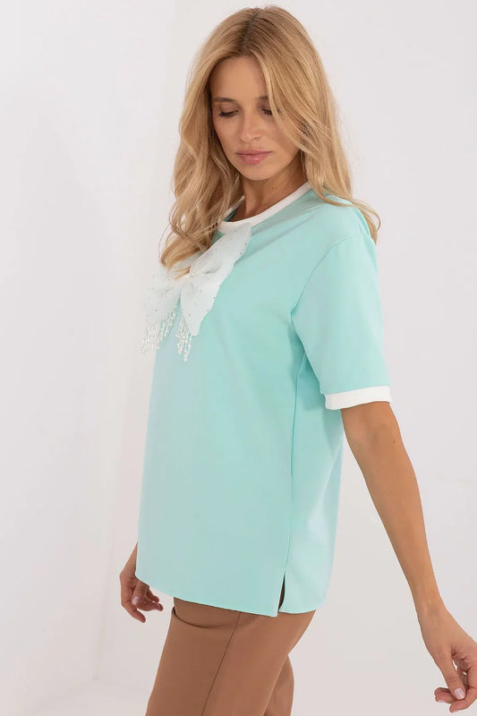 Women Blouse – Stretchable – Short Sleeve - Blue -Guocali